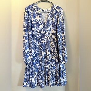 Lilly Pulitzer Alyssa A-Line Cotton Dress Deeper Coconut Ride With Me Coastal